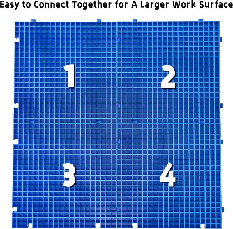 ARTKINGTO Stained Glass Cutting Mat, Solid Bottom Plastic Grid, Stained Glass Tools and Supplies, Blue, 4 Pack - Image 3